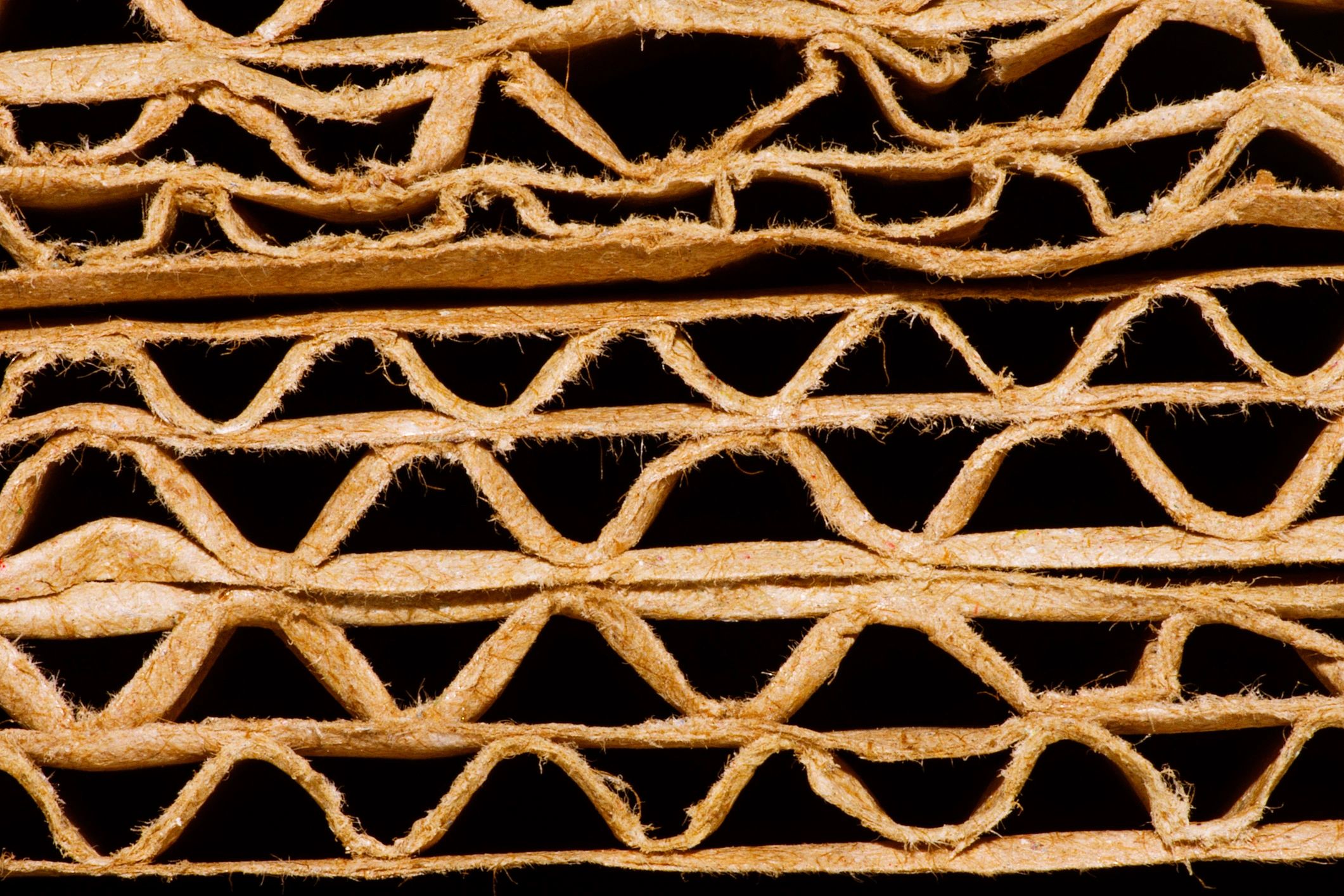 Close-up texture of corrugated cardboard