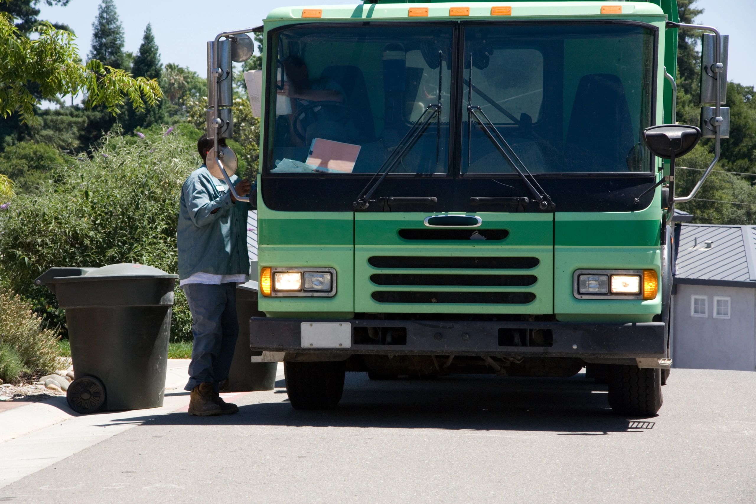 Recycling collection truck on a pickup route